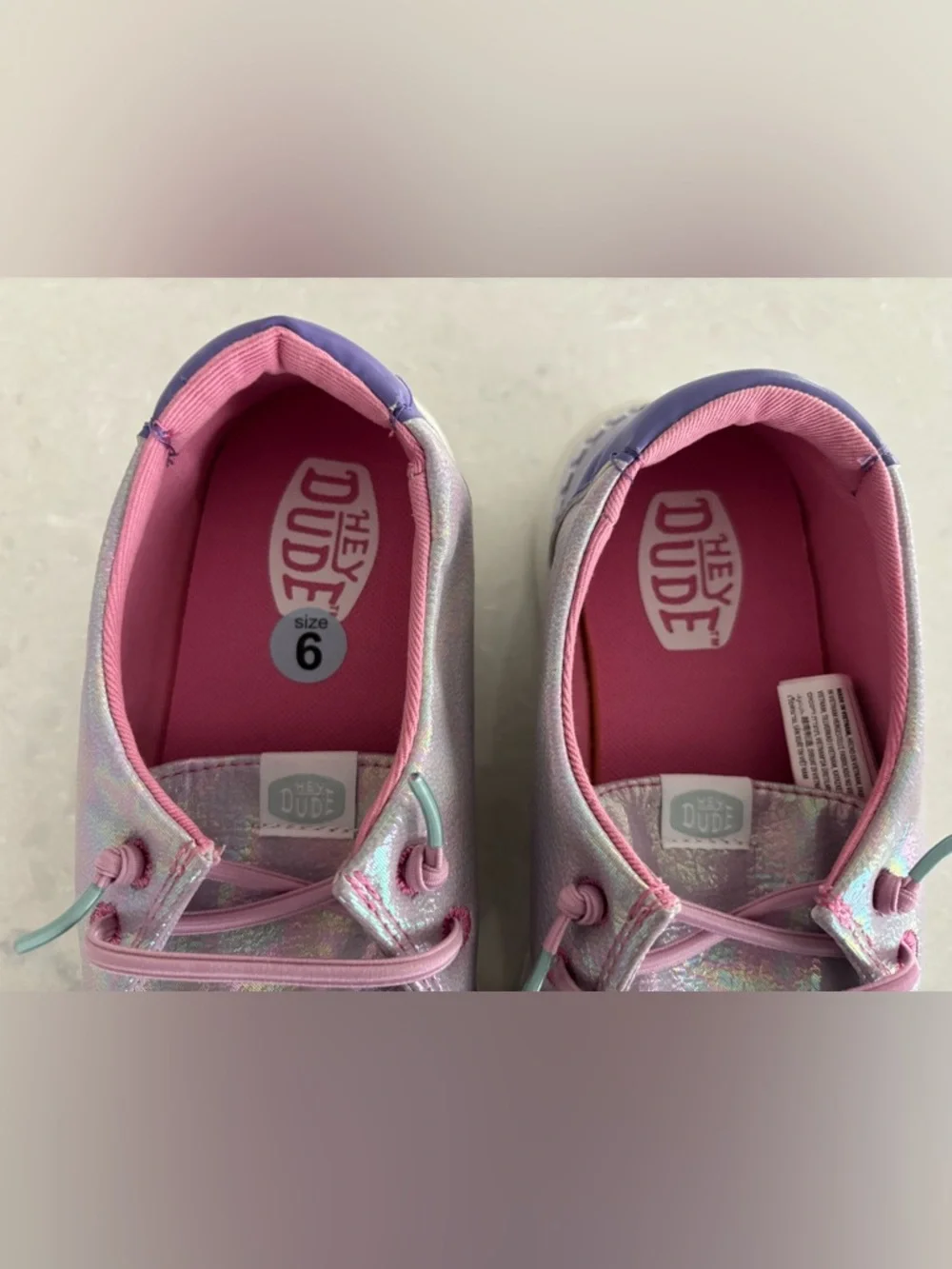 Hey Dude Youth Wendy Y Iridescent Sparkle Shoes, Size J6